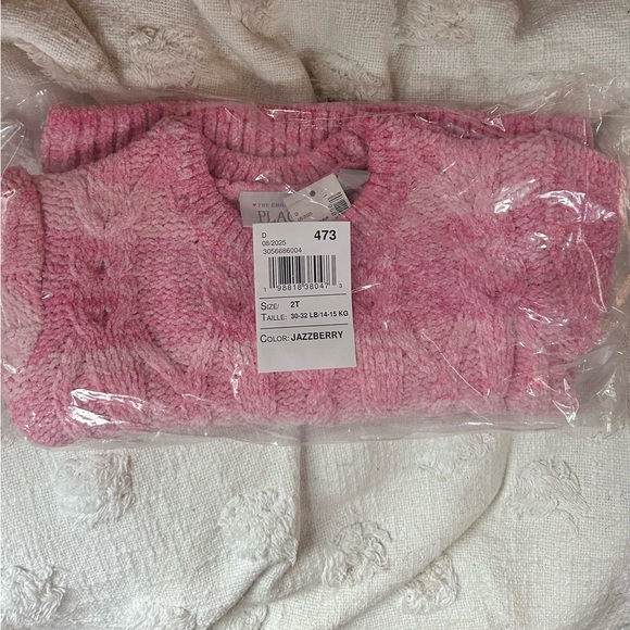 The Children's PLACE Toddler Girls Ombre Cable Knit Chenille Sweater-Jazzberry - Picture 3 of 3